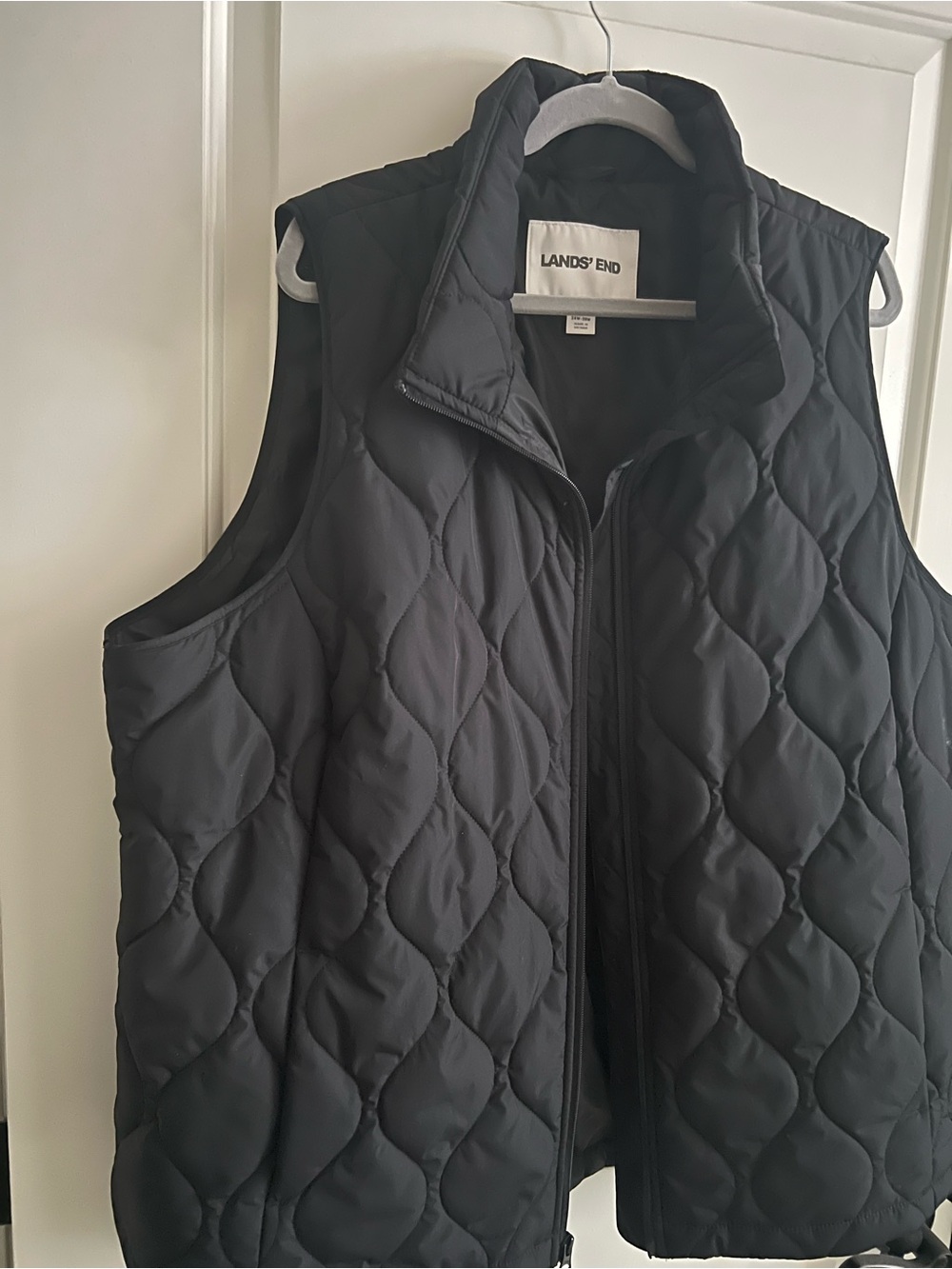 Lands' End Women’s Lightweight Black Quilted Zip-Front Vest